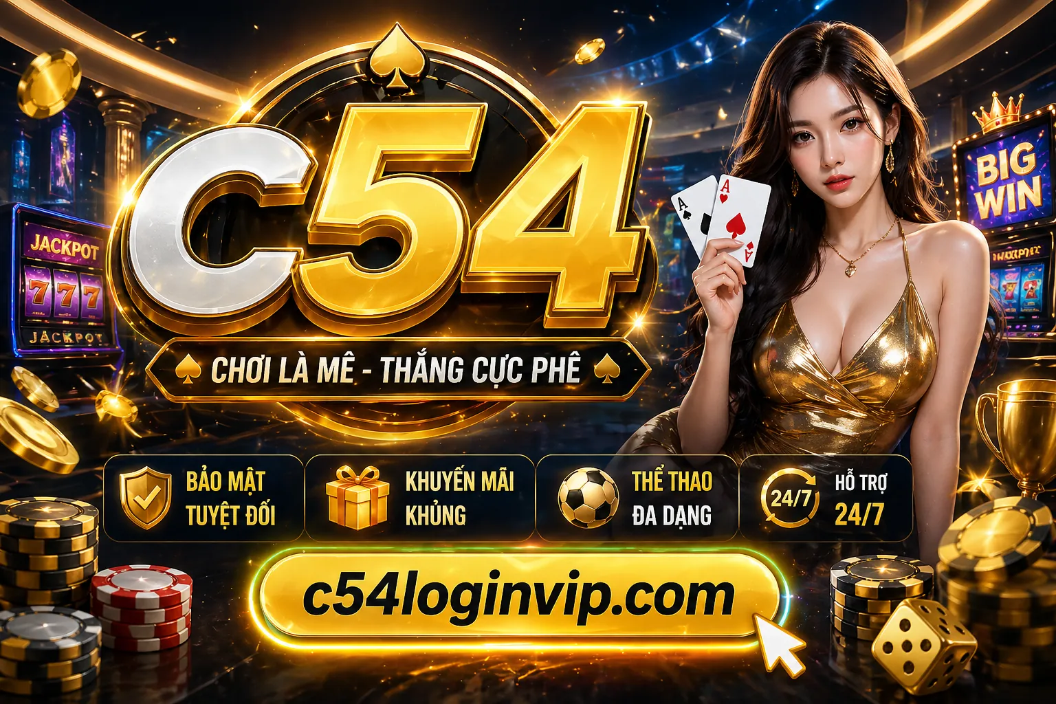 Hình ảnh chính Nổ Hũ WI55 với các biểu tượng tiền vàng và máy slot